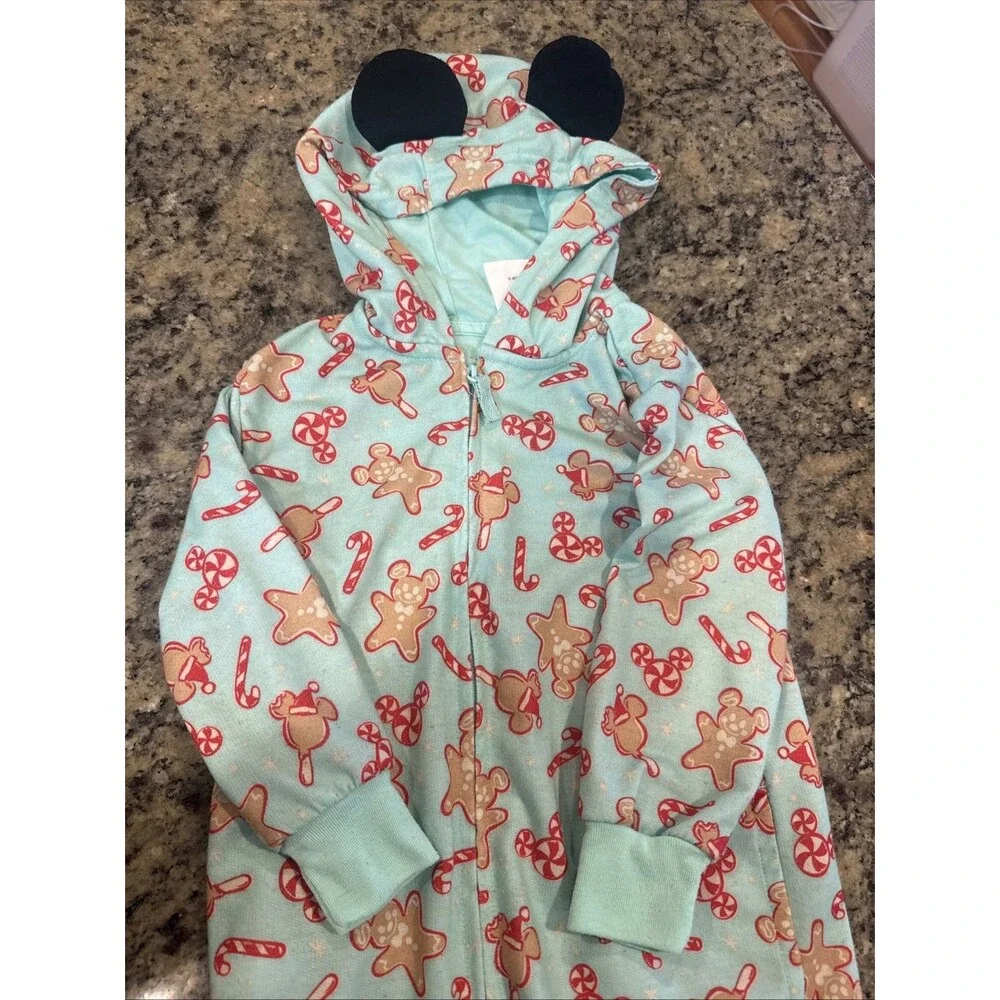 DISNEY MICKEY & MINNIE MOUSE HOLIDAY PAJAMAS Size 3 3t toddler green gingerbread